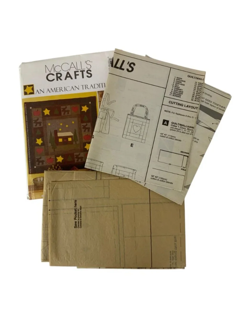 McCalls Crafts 3323 American Tradition Quilt Apron Pillow Sewing Pattern 2001